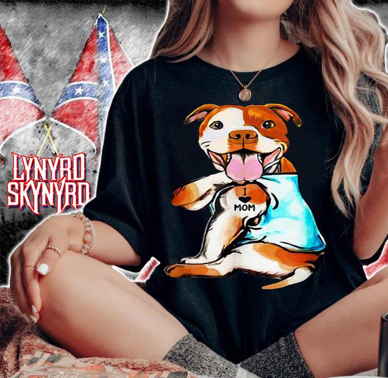 Pit Bull I Love Mom Tattoo Mother's Day Dog Lovers t-shirt woman shirt
