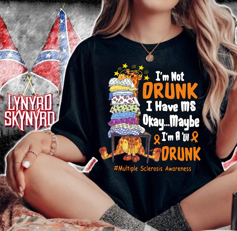 Giraffe I'm Not Drunk I Have Ms Okay Maybe I'm A Lil Drunk Multiple Sclerosis Awareness t-shirt woman shirt