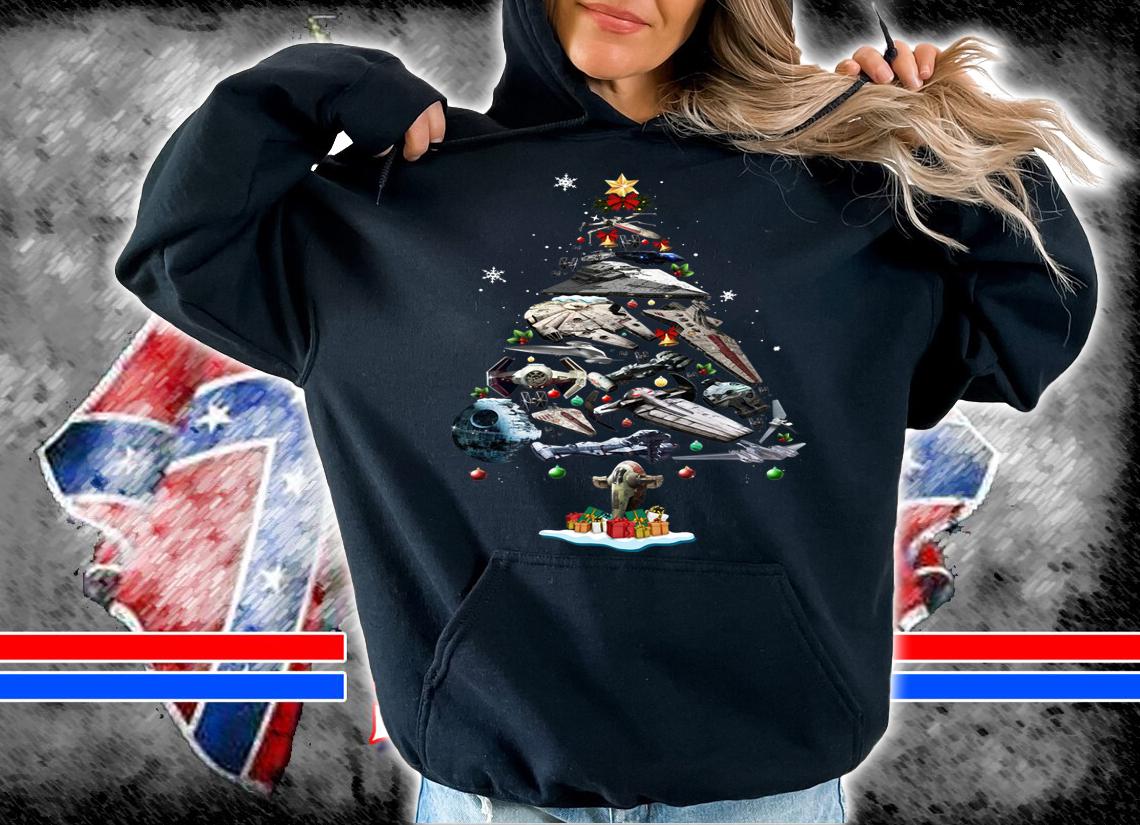 Spaceship Christmas Tree t-shirt hoodie