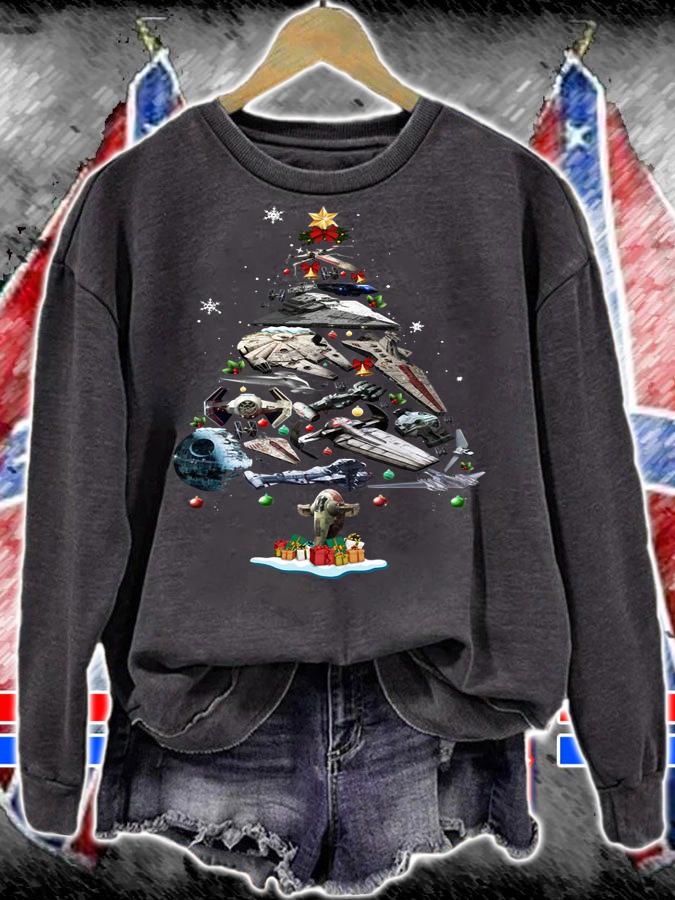 Spaceship Christmas Tree t-shirt sweatshirt