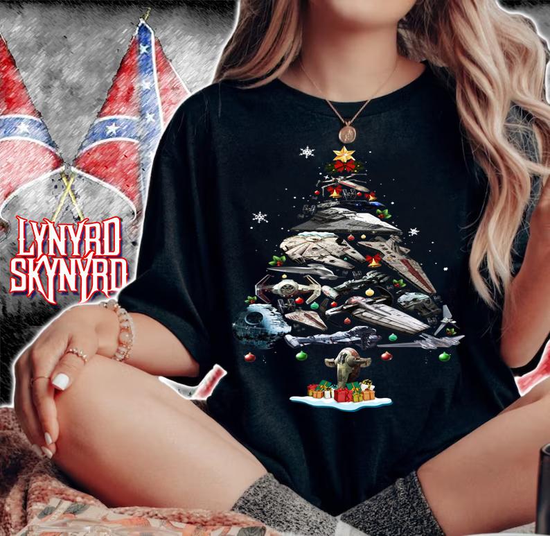 Spaceship Christmas Tree t-shirt woman shirt
