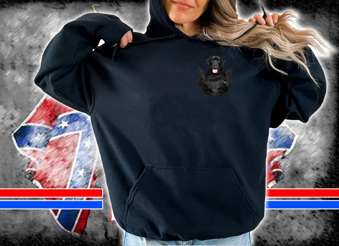 Original Black Labrador Retriever dog inside pocket t-shirt hoodie