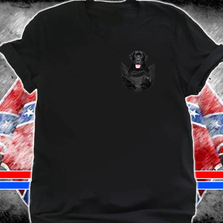 Original Black Labrador Retriever dog inside pocket t-shirt shirt