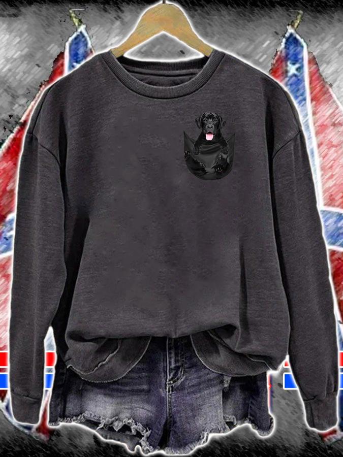 Original Black Labrador Retriever dog inside pocket t-shirt sweatshirt