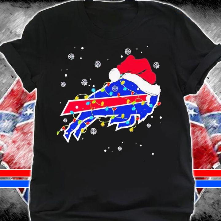 Buffalo Bills wearing Santa hat Christmas lights shirt t-shirt shirt