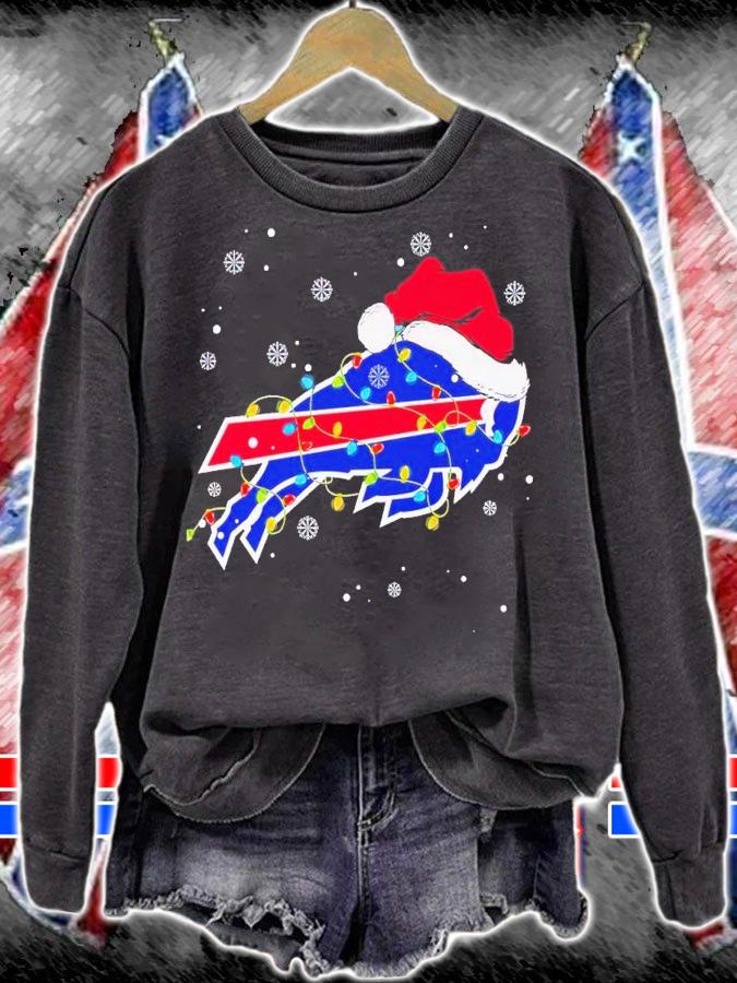 Buffalo Bills wearing Santa hat Christmas lights shirt t-shirt sweatshirt