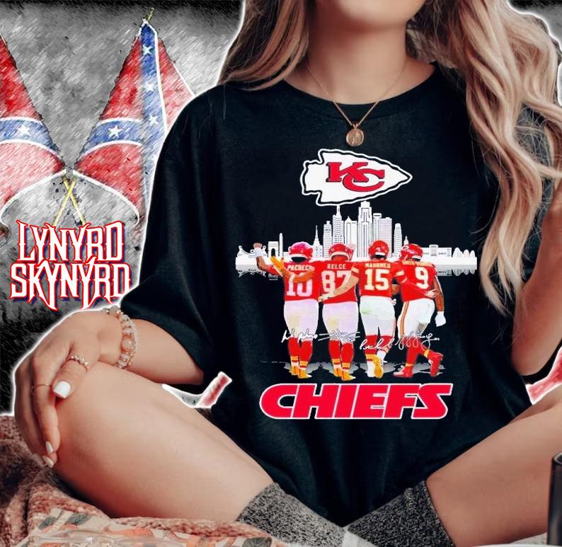 Chiefs Isiah Pacheco Travis Kelce Patrick Mahomes and JuJu Smith-Schuster signatures shirt t-shirt woman shirt