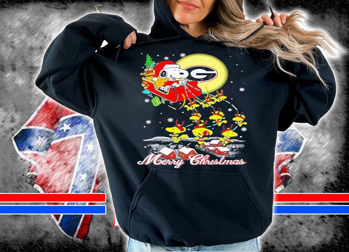 Georgia Bulldogs Snoopy sleigh Merry Christmas shirt t-shirt hoodie
