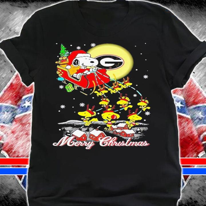 Georgia Bulldogs Snoopy sleigh Merry Christmas shirt t-shirt shirt
