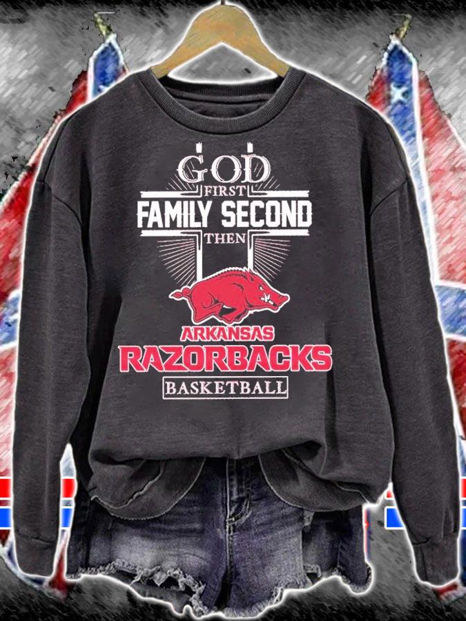 God First Family Second Then Arkansas Razorbacks Basketball 2023 Shirt t-shirt sweatshirt