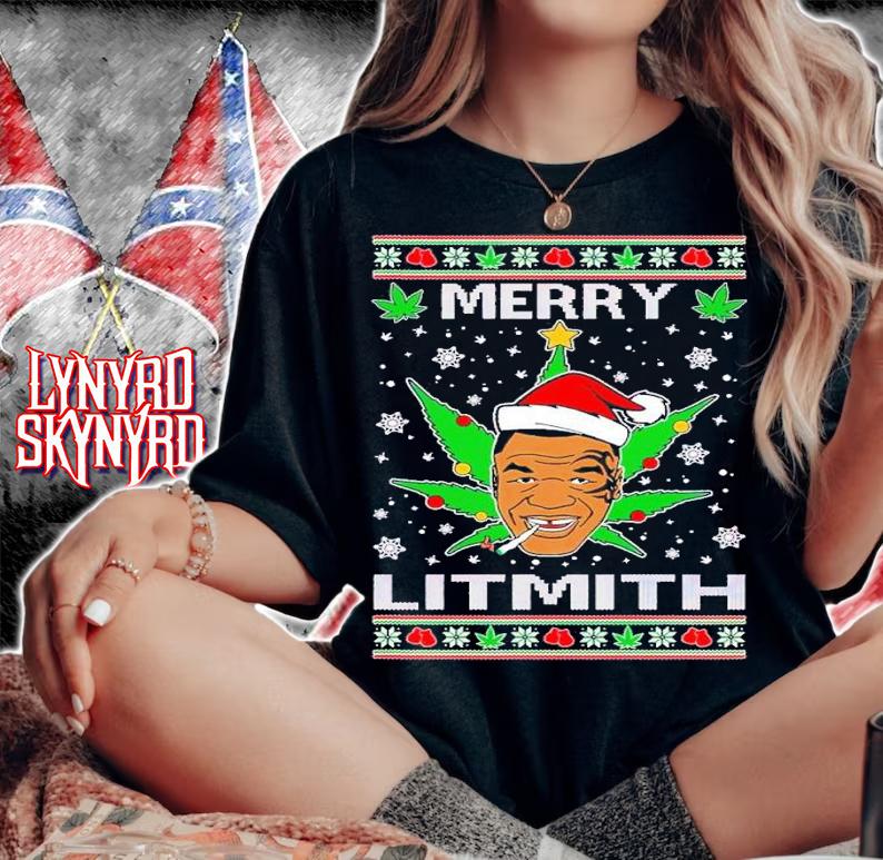 Merry Lithmith Tyson Weed Pot Leaf Join Stoner Ugly Christmas shirt t-shirt woman shirt