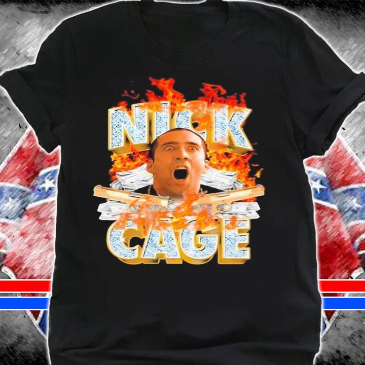 Nick Cage Nicolas Cage dollar fire shirt t-shirt shirt