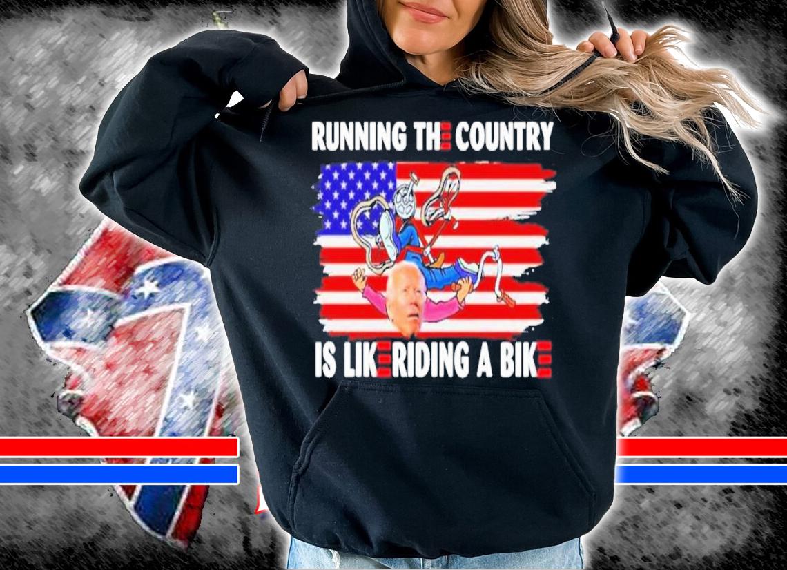 Biden Falls Of His Bike Running The Country Is Like Riding A Bike American Flag Shirt t-shirt hoodie