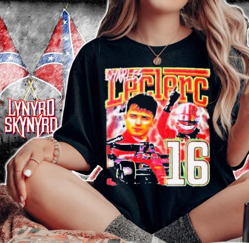 Charles Leclerc Formula 1 Racing Team Scuderia Ferrari 90s Vintage X Bootleg Style Rap T-Shirt t-shirt woman shirt