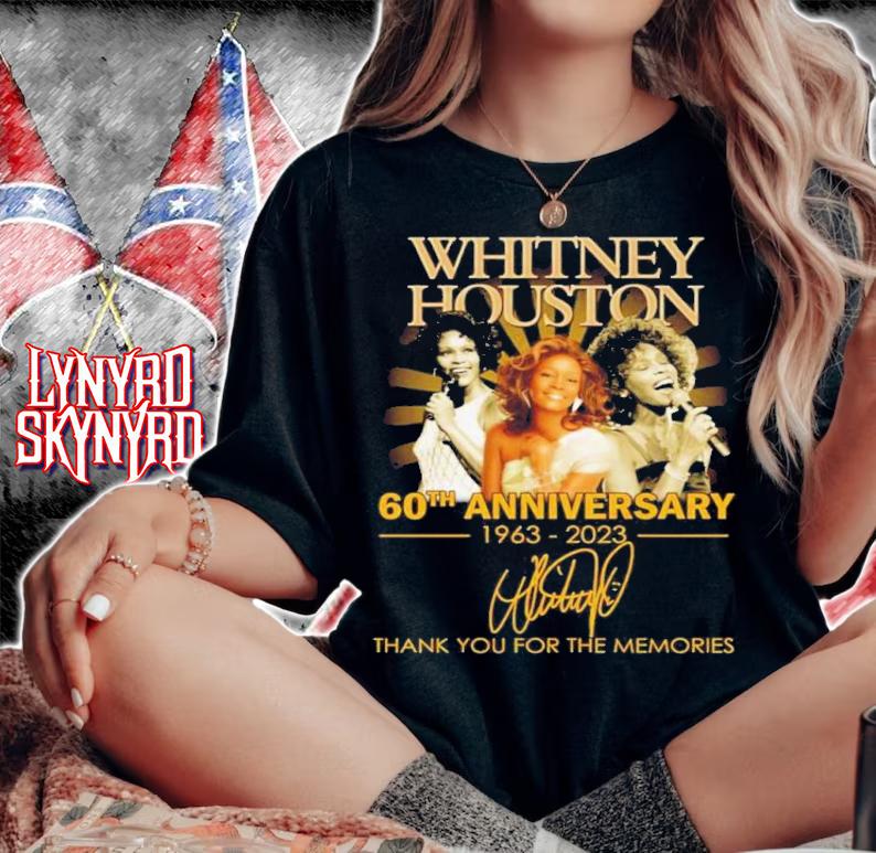 Whitney Houston 60th Anniversary 1963-2023 Signatures Thank You For The Memories Shirt t-shirt