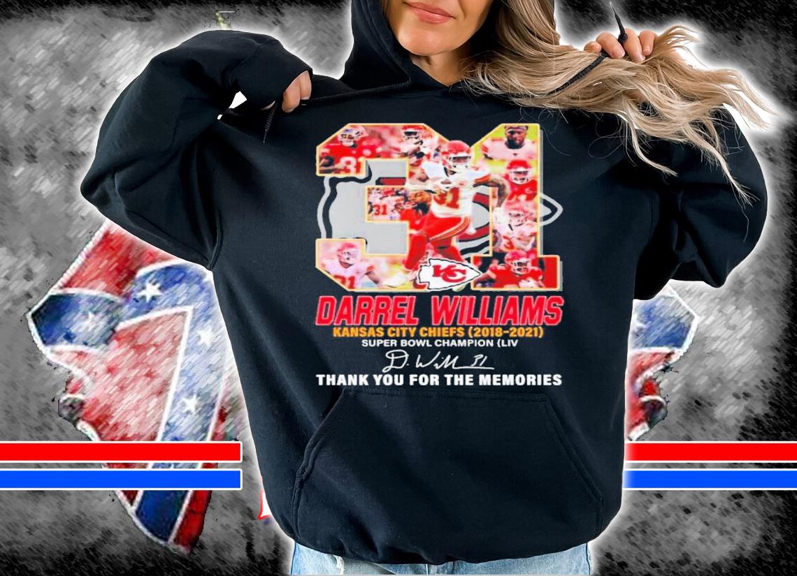 Darrel Williams Kansas City Chiefs 2018-2021 Super Bowl Champions Signatures Thank You For The Memories Shirt t-shirt hoodie