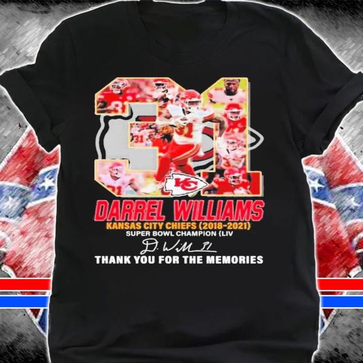 Darrel Williams Kansas City Chiefs 2018-2021 Super Bowl Champions Signatures Thank You For The Memories Shirt t-shirt shirt