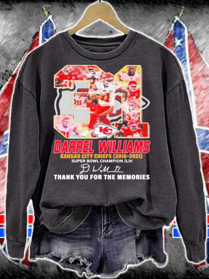 Darrel Williams Kansas City Chiefs 2018-2021 Super Bowl Champions Signatures Thank You For The Memories Shirt t-shirt sweatshirt