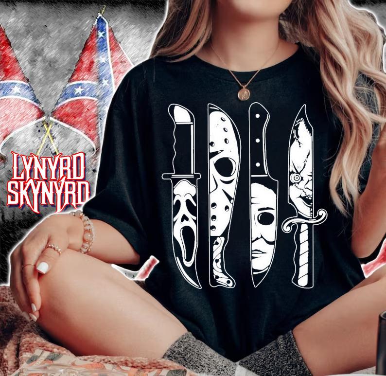 Horror Movie Characters Knives Halloween T-Shirt t-shirt