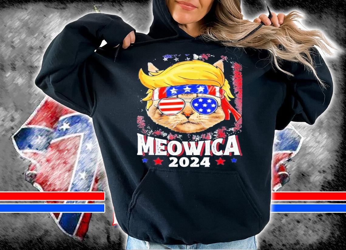 Meowica 2024 Trump Cat American Flag Patriotic 4th Of July T-Shirt t-shirt