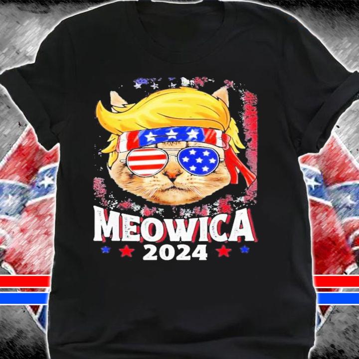 Meowica 2024 Trump Cat American Flag Patriotic 4th Of July T-Shirt t-shirt