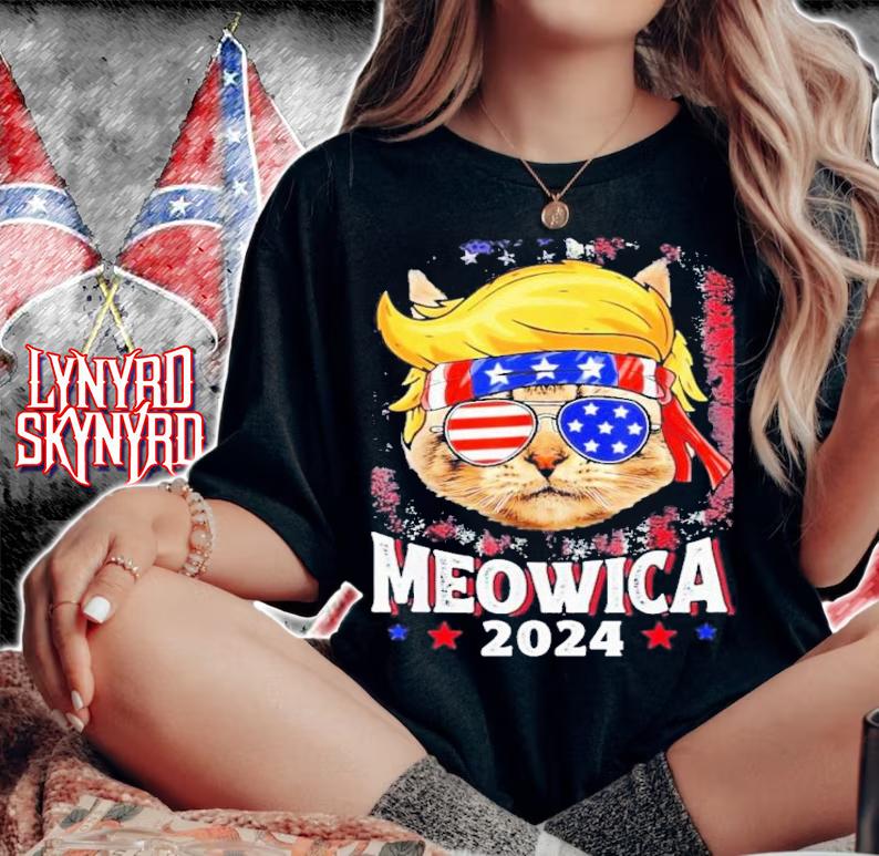 Meowica 2024 Trump Cat American Flag Patriotic 4th Of July T-Shirt t-shirt