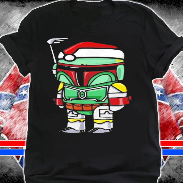 Santa Hat Boba Fett Cartoon Christmas Star Wars Shirt t-shirt shirt