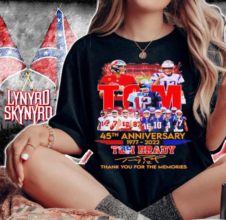 Tom Brady #12 45th Anniversary 1977-2022 Signatures Thank You For The Memories Shirt t-shirt