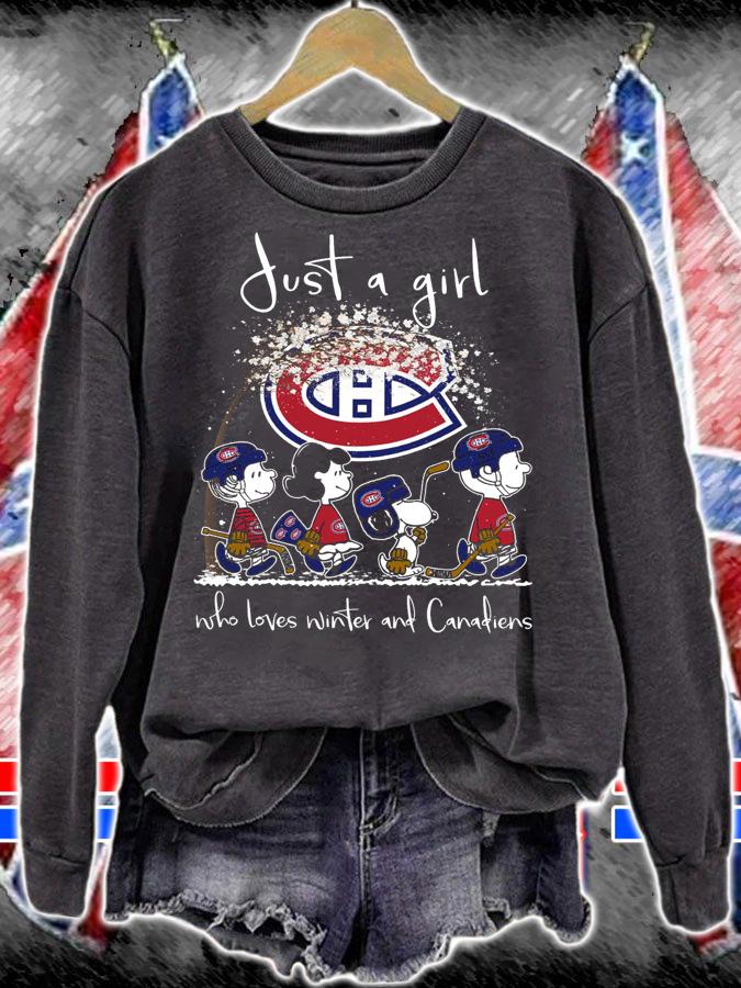 Montreal Canadiens Peanuts Snoopy Just A Girl Who Love Fall And Canadiens t-shirt sweatshirt