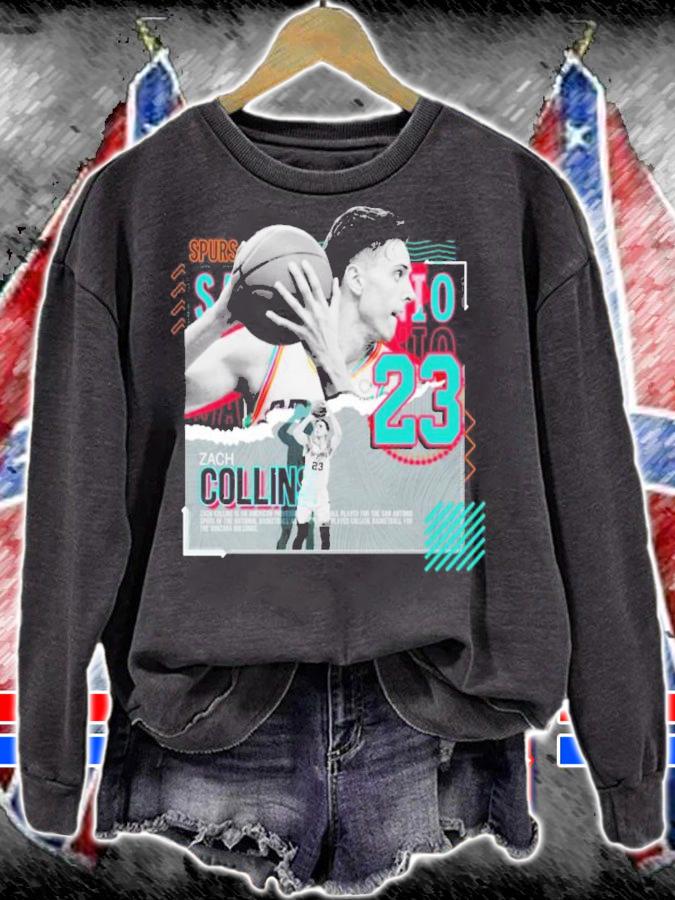 Zach Collins Basketball Paper Poster Spurs Shirt t-shirt