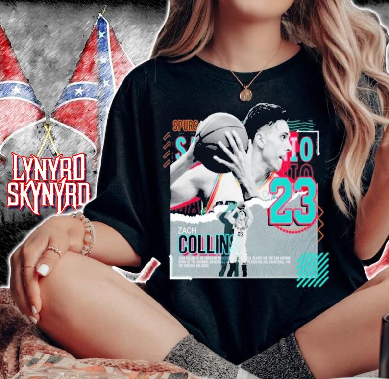 Zach Collins Basketball Paper Poster Spurs Shirt t-shirt