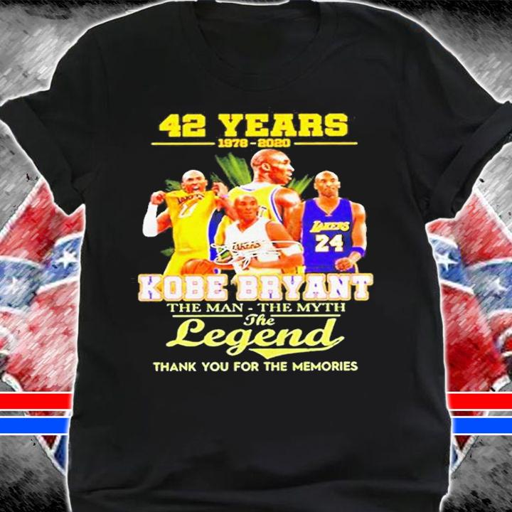 42 Years 1978 2020 Kobe Bryant The Man The Myth The Legends Signatures Shirt t-shirt shirt