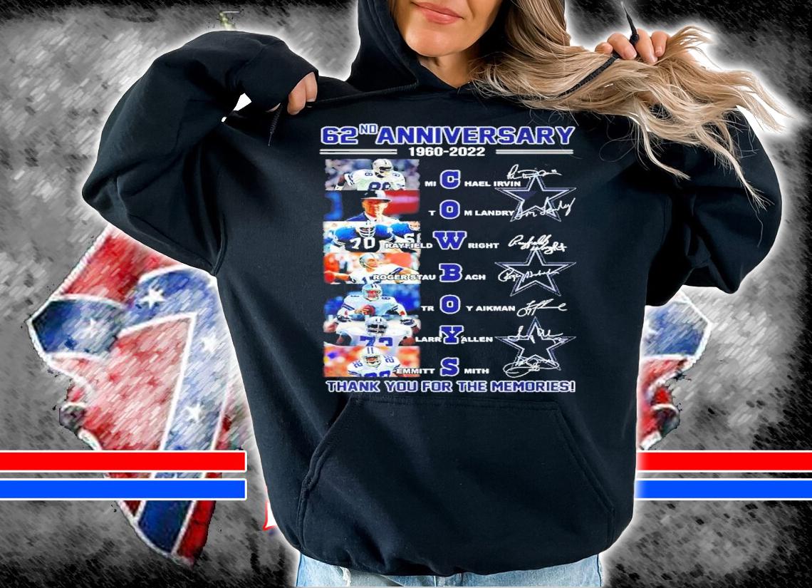 62nd Anniversary 1960-2022 Cowboys Signatures Thank You For The Memories Shirt t-shirt