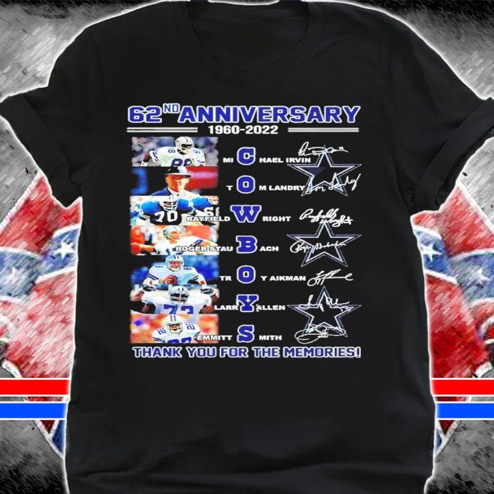 62nd Anniversary 1960-2022 Cowboys Signatures Thank You For The Memories Shirt t-shirt