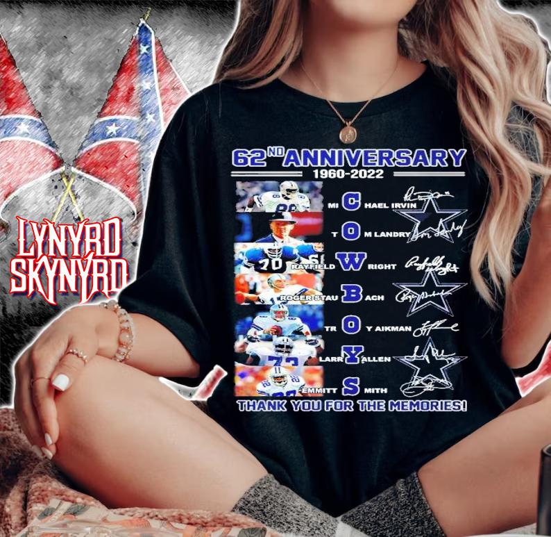 62nd Anniversary 1960-2022 Cowboys Signatures Thank You For The Memories Shirt t-shirt
