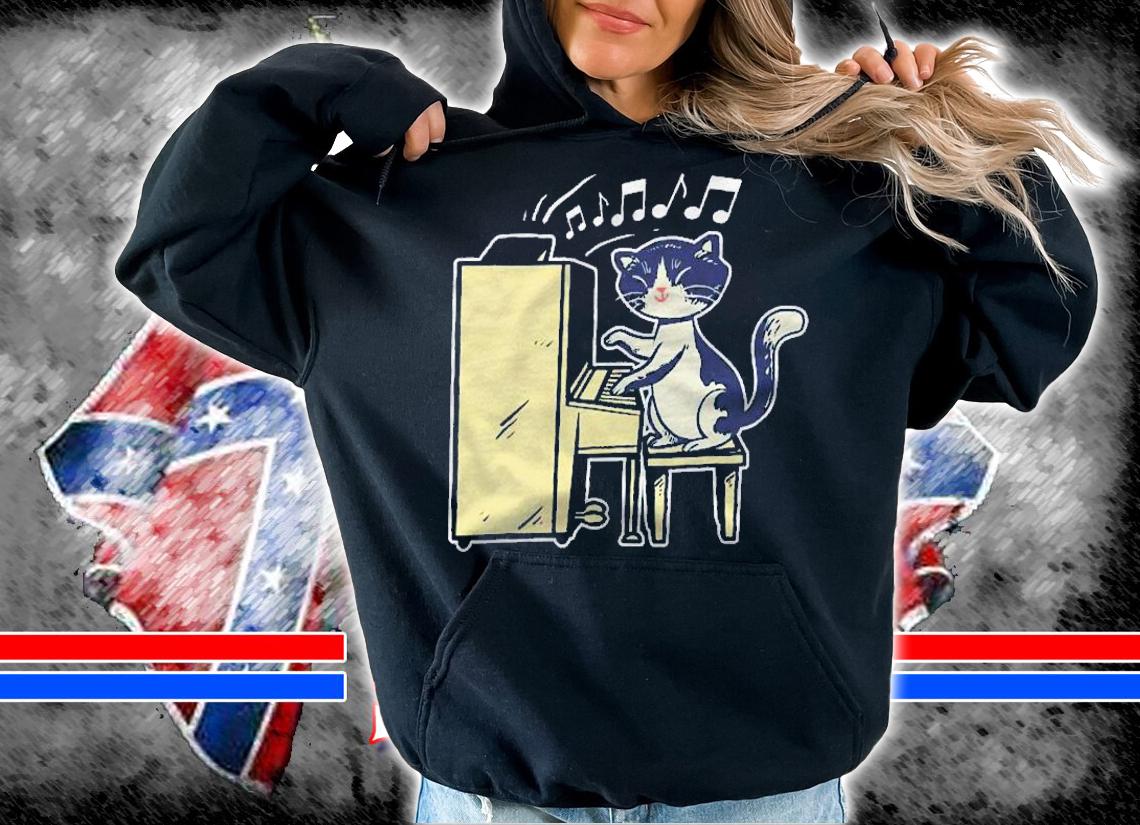 A Cute Cat Playing The Piano Funny Pianist Shirt t-shirt hoodie