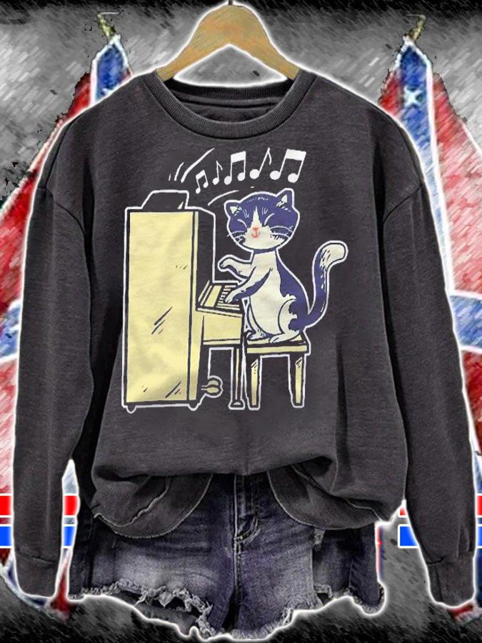 A Cute Cat Playing The Piano Funny Pianist Shirt t-shirt sweatshirt