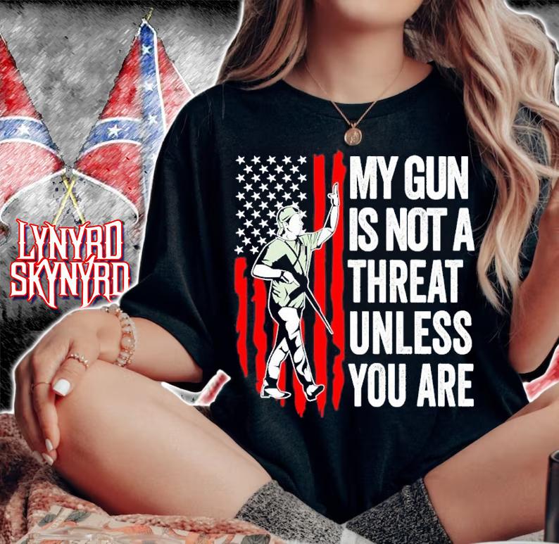 American Flag My Gun Is Not A Threat Unless You Are Shirt t-shirt