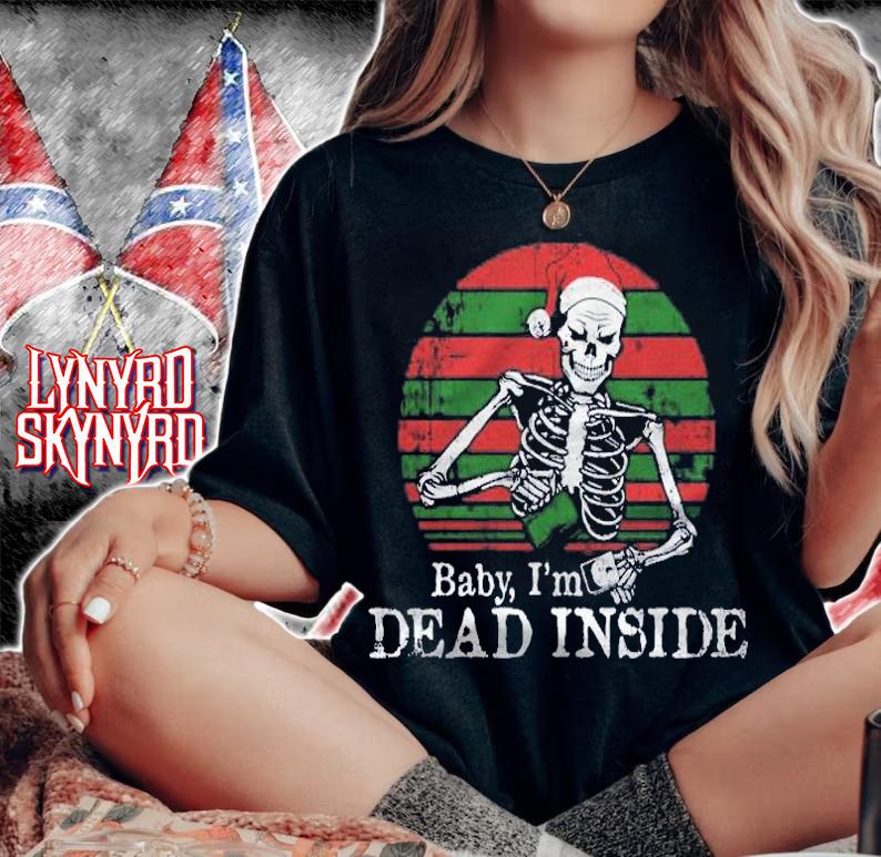 Baby Im Dead Inside Christmas Skeleton With Black Coffee Shirt t-shirt
