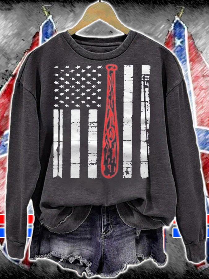 Baseball American Flag Bat Player Fan Gift Patriot Shirt t-shirt sweatshirt