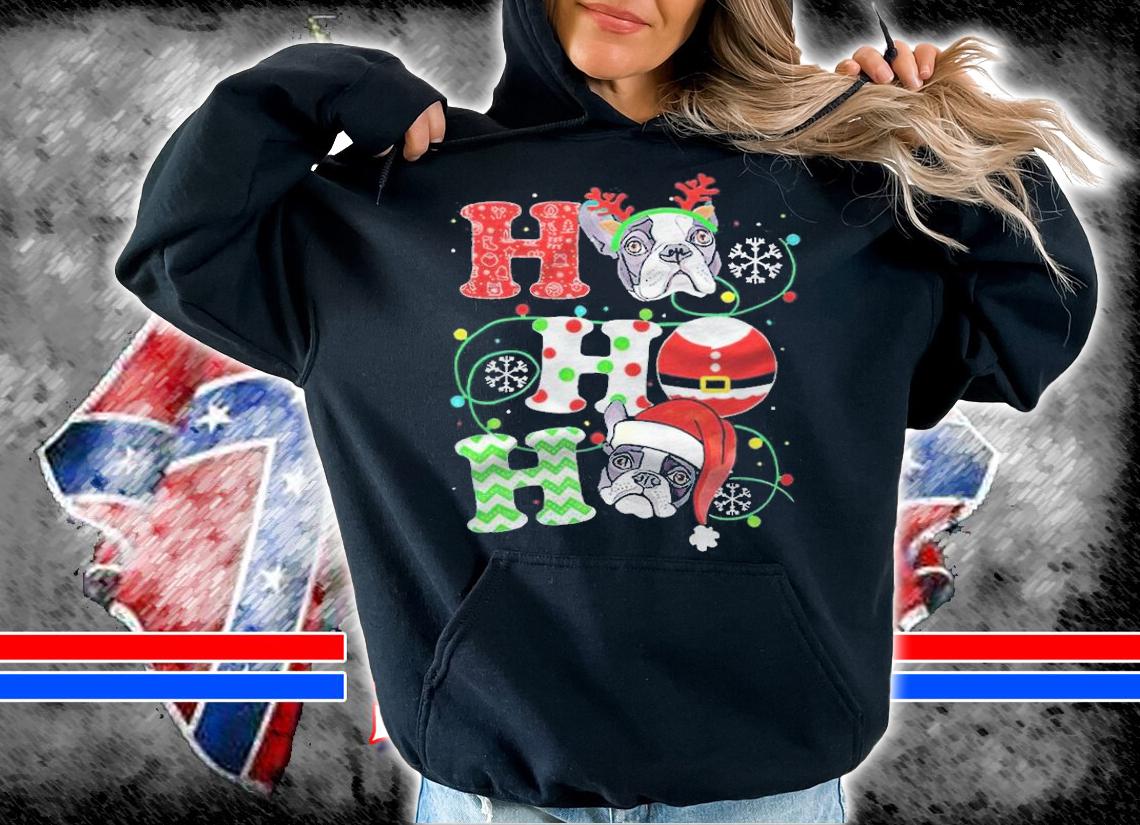 Frenchie bulldog ho ho ho light Merry Christmas T-shirt t-shirt
