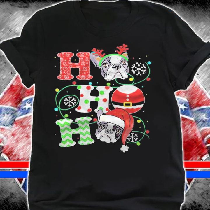 Frenchie bulldog ho ho ho light Merry Christmas T-shirt t-shirt