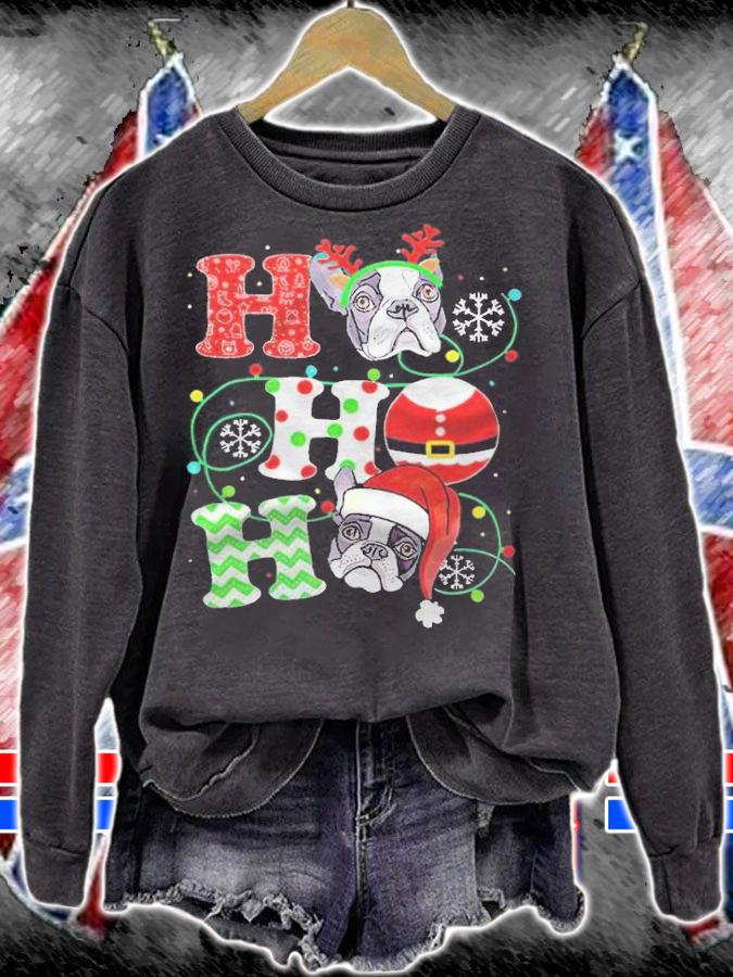 Frenchie bulldog ho ho ho light Merry Christmas T-shirt t-shirt