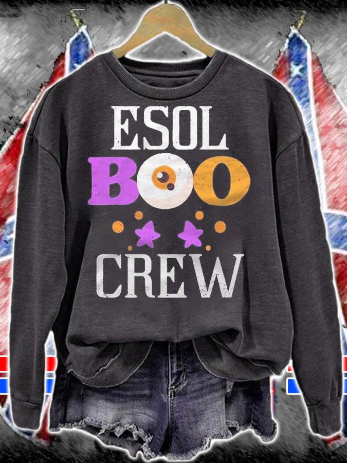 Funny Halloween Teacher Pun Esol Boo Crew Matching Costume Shirt t-shirt