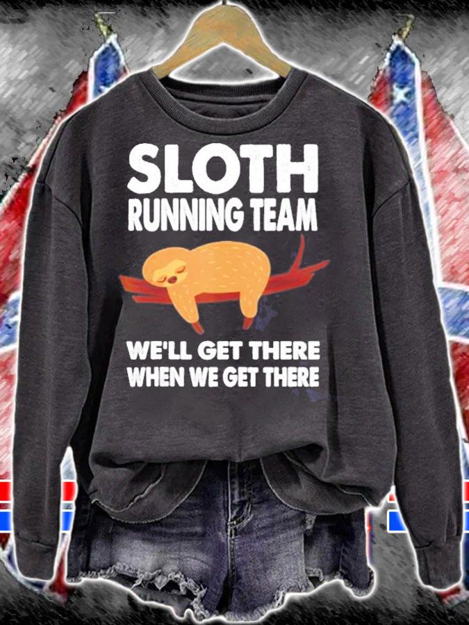 Humor Lazy Sloth Lover Print Funny Sloth Running Team T-Shirt t-shirt sweatshirt