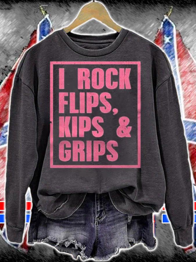 I Rock Flips Kips Grips Female Gymnastics Gymnast Shirt t-shirt sweatshirt