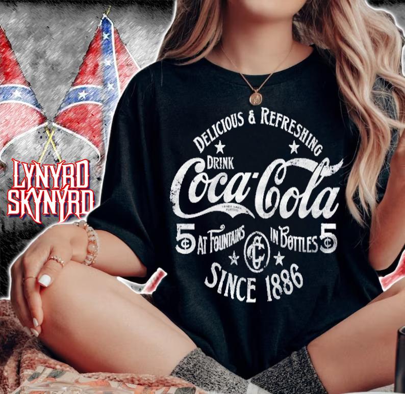 Womens Coca Cola Delicious And Refreshing Distressed Sale Sign Logo T-shirt t-shirt woman shirt
