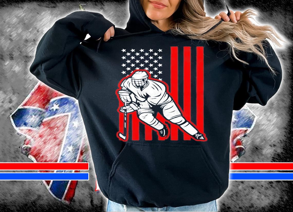 Ice Hockey Goalie Gift Usa Flag Hockey Player Stick Hockey T-Shirt t-shirt hoodie