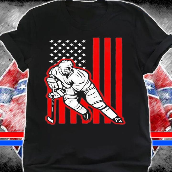 Ice Hockey Goalie Gift Usa Flag Hockey Player Stick Hockey T-Shirt t-shirt shirt