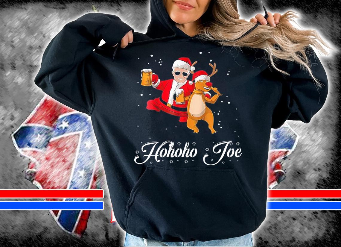 Merry Christmas With Biden Hohoho Joe Reindeer Beer T-Shirt t-shirt hoodie